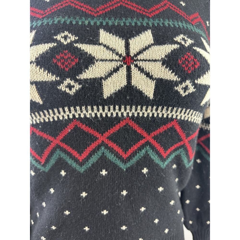 Ralph Lauren Fair Isle Puff Sleeve Sweater Wintry Snowflake Wool Mix Size Small - Picture 11 of 16
